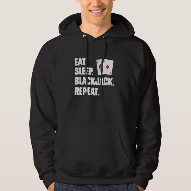 Moletom Os Jogadores Blackjack COMEM SONO NEGRO REPEAT. Fu (Frente)