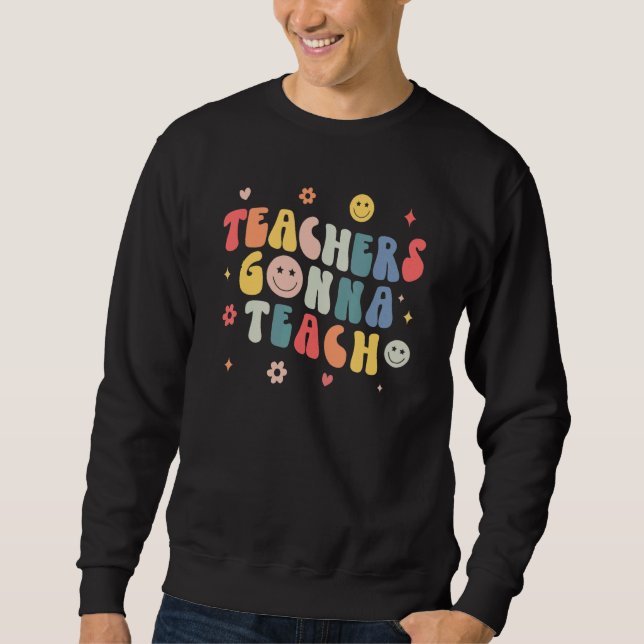 Moletom Os professores vão ensinar Retro Groovy  Apreciaçã (Frente)