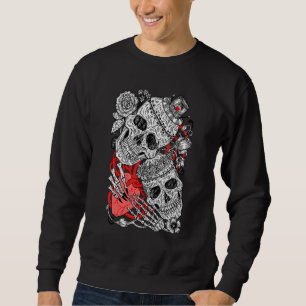 Moletom Os Skulls Art Skeletons Adoram Coração Rosa