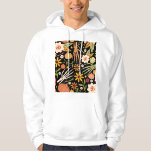 Moletom Ossos de Halloween, padrão floral uniforme.