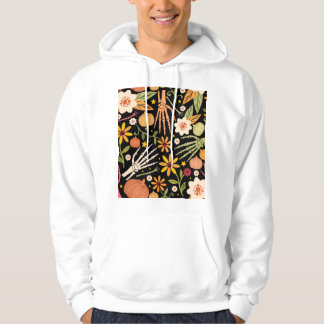 Moletom Ossos de Halloween, padrão floral uniforme.
