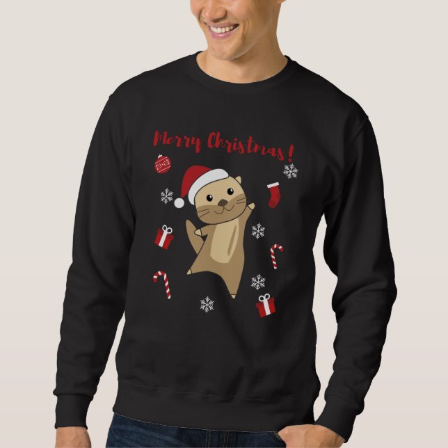 Moletom Otter Natal Neve Animais de inverno Otter (Frente)