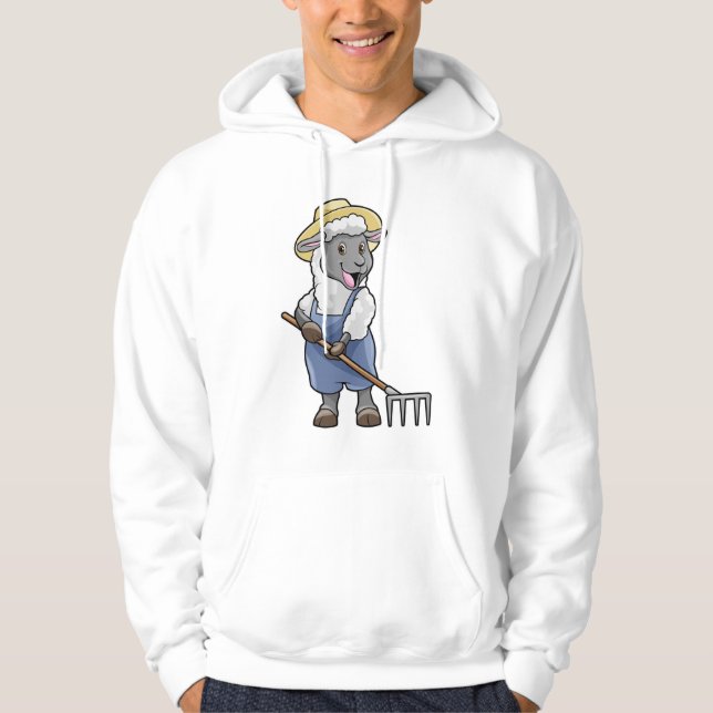 Moletom Ovelhas como fazendeiros com Rake & Hat (Frente)
