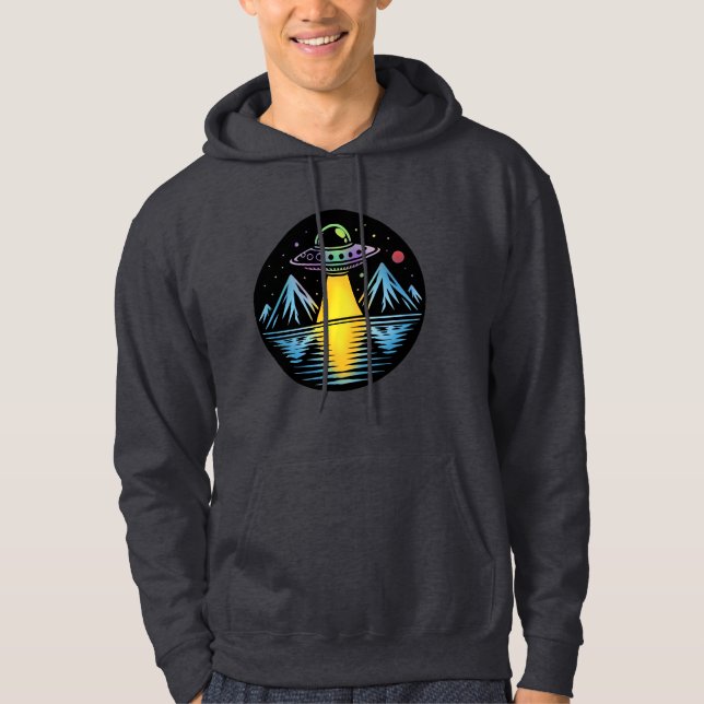 Moletom OVNI Retro nas Montanhas Refletindo na Água (Frente)