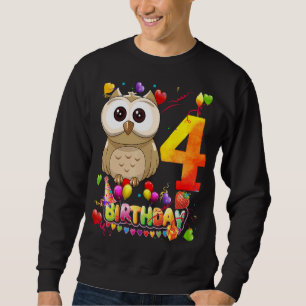 Moletom Owl Birthday, 4 anos Crianças 4.° Aniversário da C