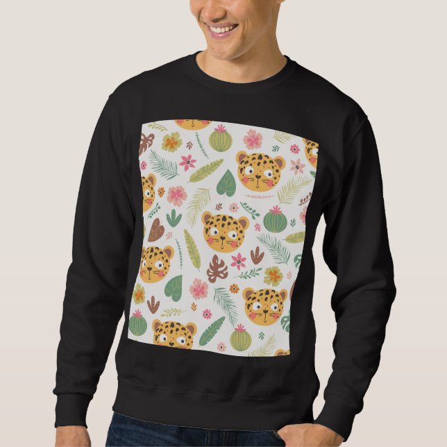 Moletom Padrão das plantas tropicais da cabeça-leopardo (Frente)
