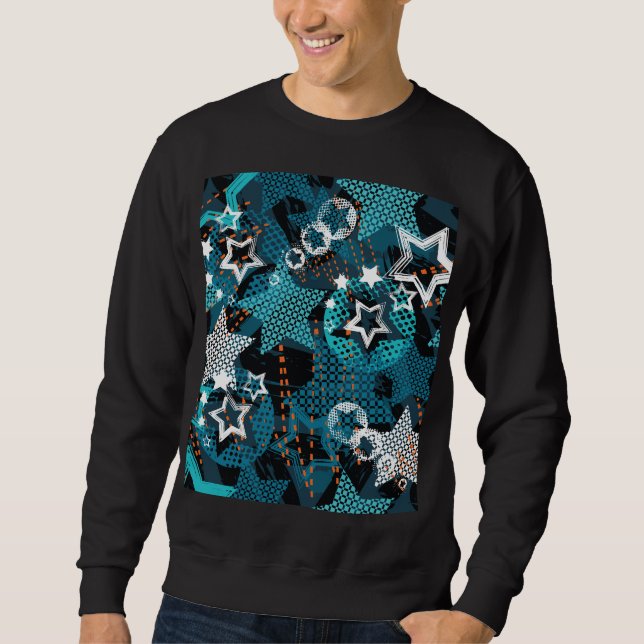 Moletom Padrão de estrela Grunge, design infantis brincalh (Frente)