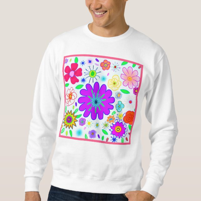 Moletom Padrão de Flores Coloridas (Frente)