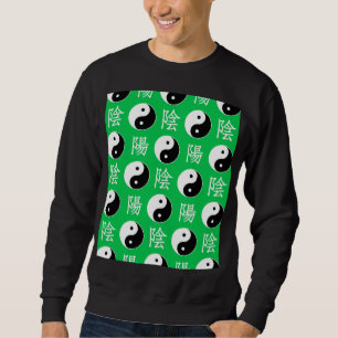 Moletom Padrão de Yinyang Chinês de Fundo Verde