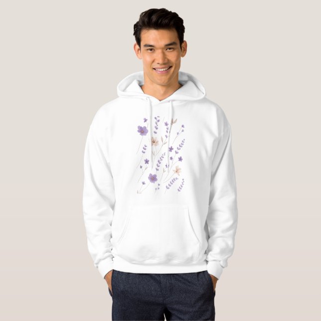 Moletom Padrão Floral Roxo e Bege Elegante (Frente Completa)
