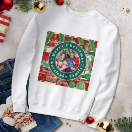 Moletom Padrão Tradicional de Natal Xadrez Vermelho e Verd