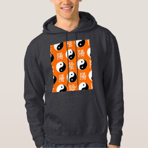 Moletom Padrão Yinyang Chinês de Fundo Laranja