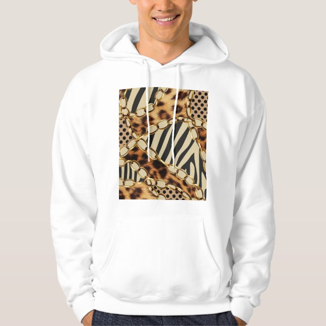 Moletom Padrões de Impressão de Animais Leopardo Sem Costu (Frente)