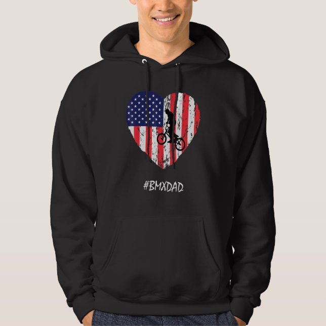 Moletom Pai Bmx American Flag Heart Vintage (Frente)