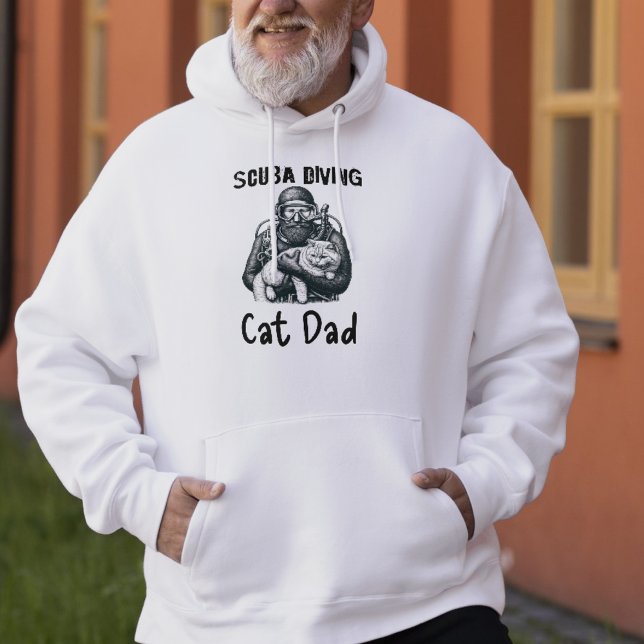 Moletom Pai de Gato de Divisor de Scuba Branca Preto (Criador carregado)