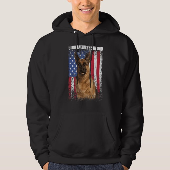 Moletom Pai De German shepherd De Bandeira Retro-Americano (Frente)
