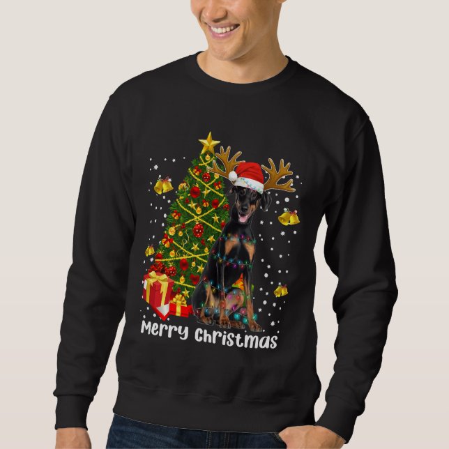 Moletom Pai Doberman Mãe Natal Xmas Sweater Pjs Doberm (Frente)