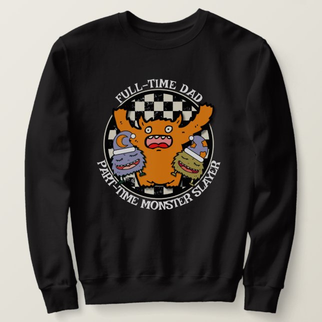 Moletom Pai em Tempo Integral, Matador de Monstros em Temp (Frente do Design)