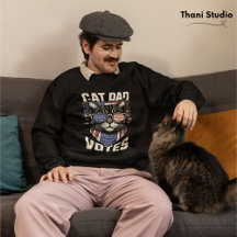 Pai Gato Vota Eleição Cuta Bandeira Americana