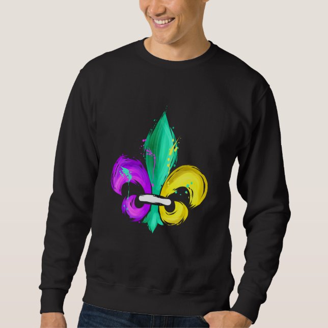 Moletom Painted Purple Green And Golden Fleur De Lis For M (Frente)
