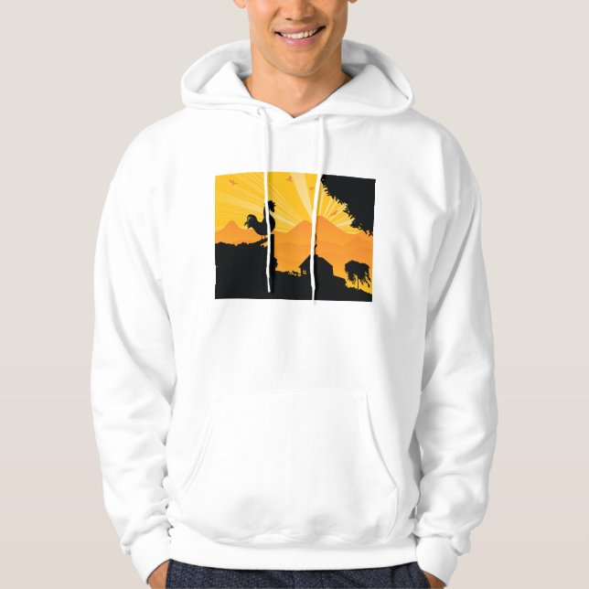 Moletom Paisagem de Fazenda de galo Mens Hoodie (Frente)