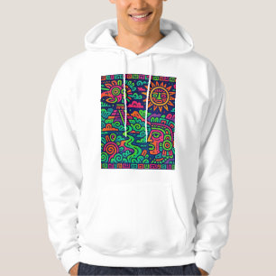 Moletom Paisagem Neon Mayan - Hoodie Tribal Psicodélica