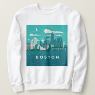 Moletom Paisagem Noturna da Cidade de Massachusetts Cida