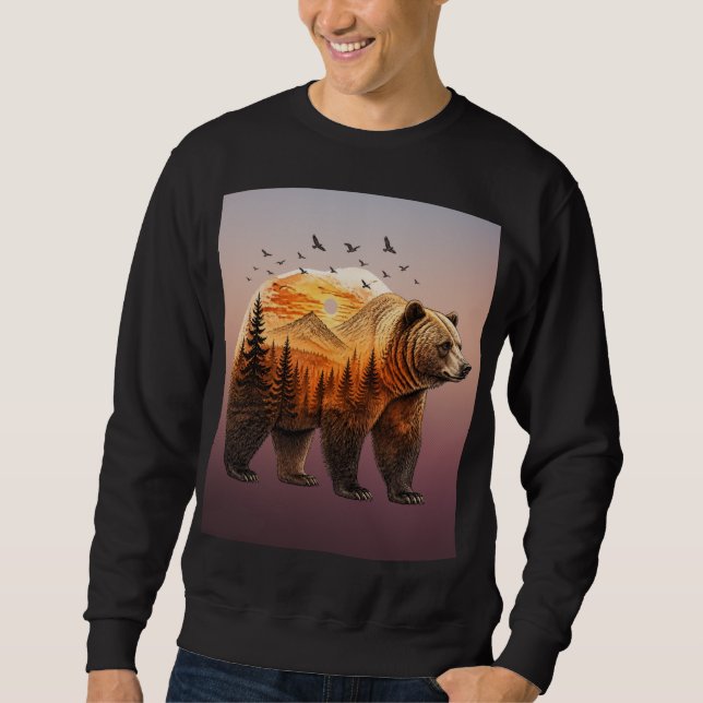 Moletom Paisagem Rústica de Urso Cinzento (Frente)