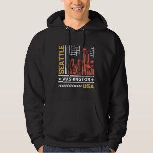 Moletom Paisagem Urbana de Seattle Vintage Seattle Washing