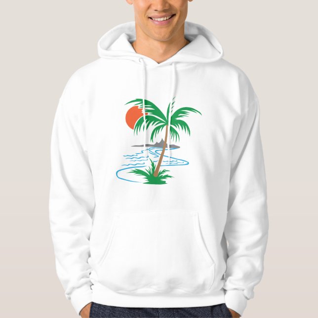 Moletom Palm Tree by the River | Tropical Sunset Art (Frente)
