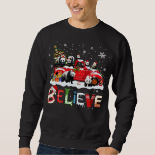 Moletom Panda Andando Red Truck Árvore de Natal Acredita S