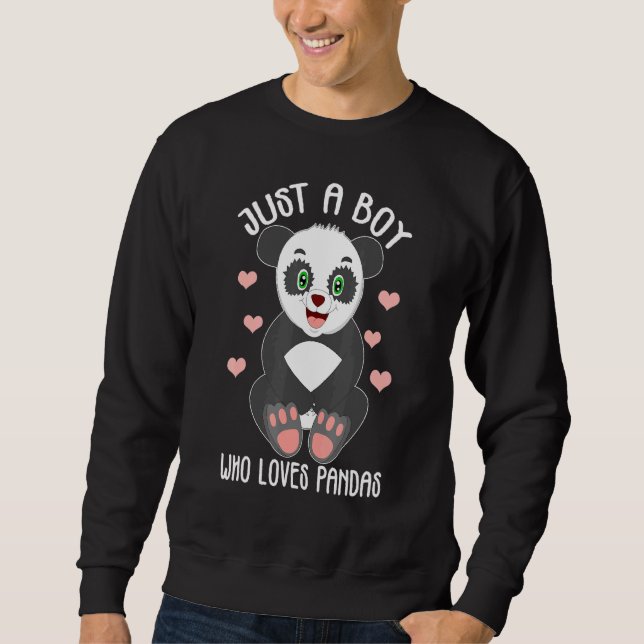 Moletom Panda Apenas um Menino que Ama Pandas (Frente)