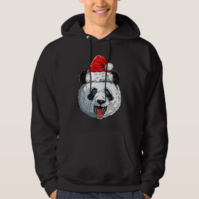 Moletom Panda Christmas Santa Hat Funny Xmas Boys Kids Gir (Frente)