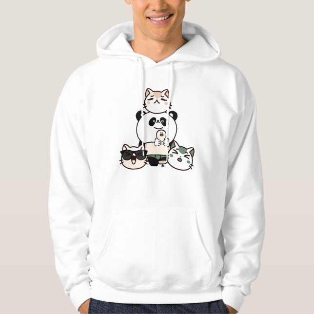 Moletom Panda com Perna Protética e Esquadrão de Gatos (Frente)