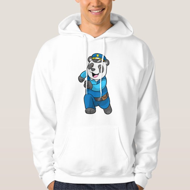 Moletom Panda como agente da polícia com chapéu da polícia (Frente)