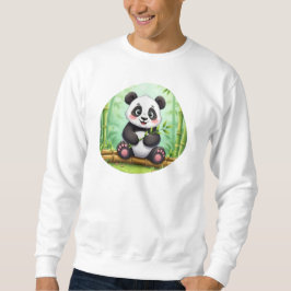Moletom Panda de Desenho Animado Fofo em Remendo de Bambu