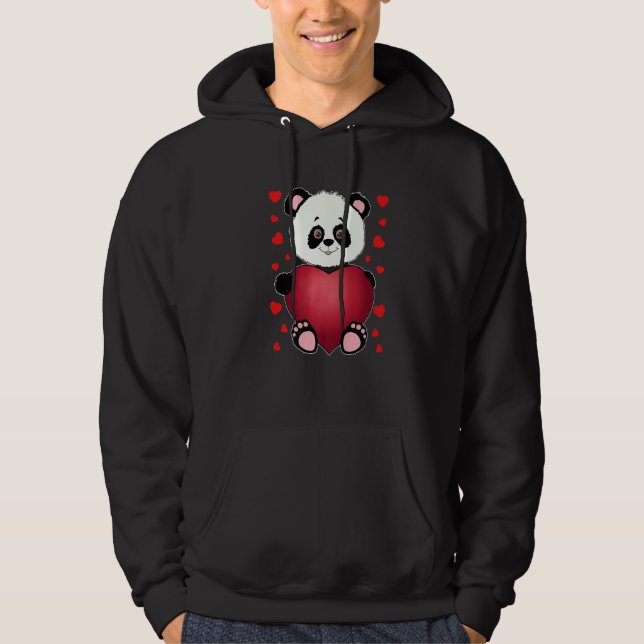 Moletom Panda Heart Valentines Day Girls Kids Women Bear (Frente)
