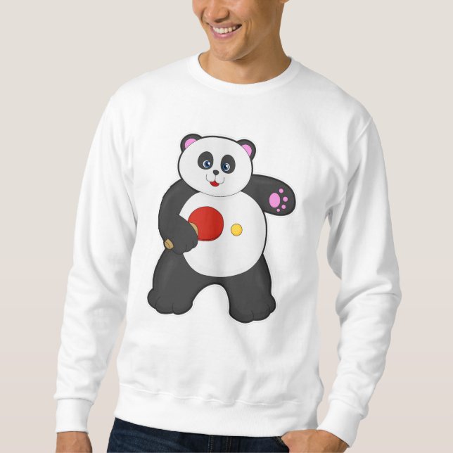 Moletom Panda na tênis da Mesa com a raquete tênis de Mesa (Frente)