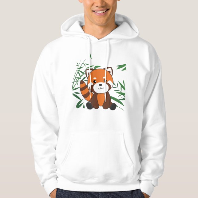 Moletom Panda Vermelha Em Bambu Animais Doces Para Criança (Frente)
