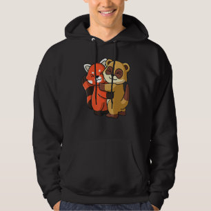 Moletom Panda Vermelho E Suricata Animal Fofo Abraçando Mu