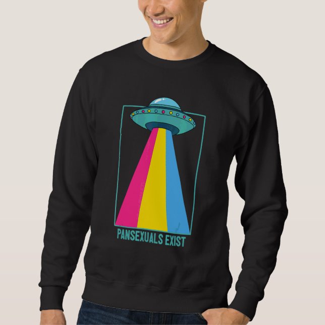 Moletom Pansexuais Existem Bandeira Arco-íris Orgulho Pan  (Frente)