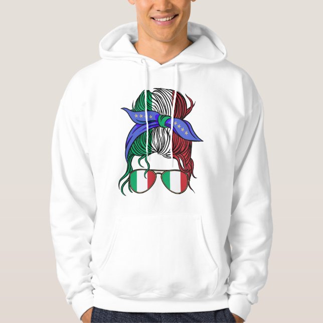 Moletom Pão bagunçado com bandeira italiana (Frente)