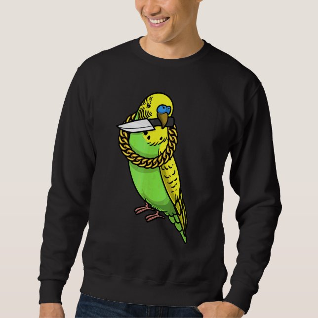 Moletom Papagaio Budgie Periquito Com Faca (Frente)