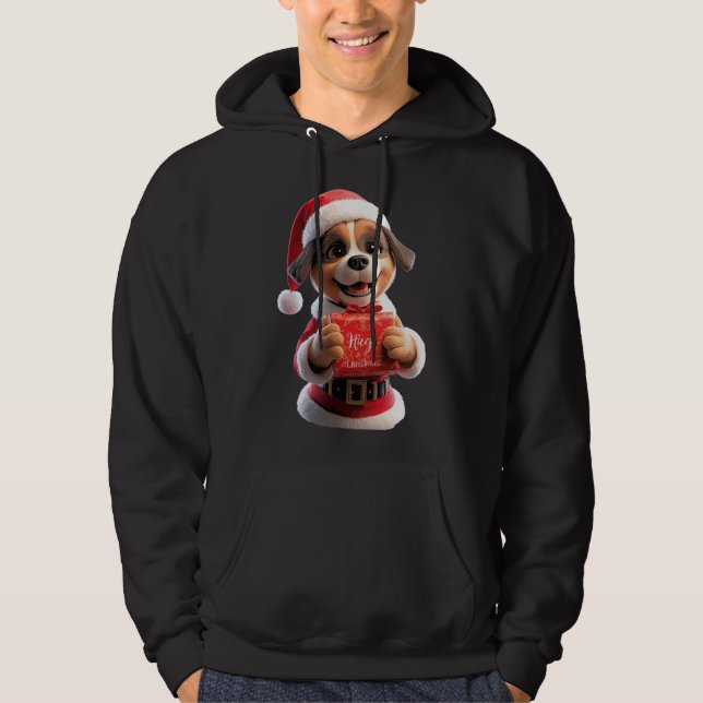 Moletom Papai Noel Cachorro Diz: Abrace o Natal! 🎅🐾 (Frente)