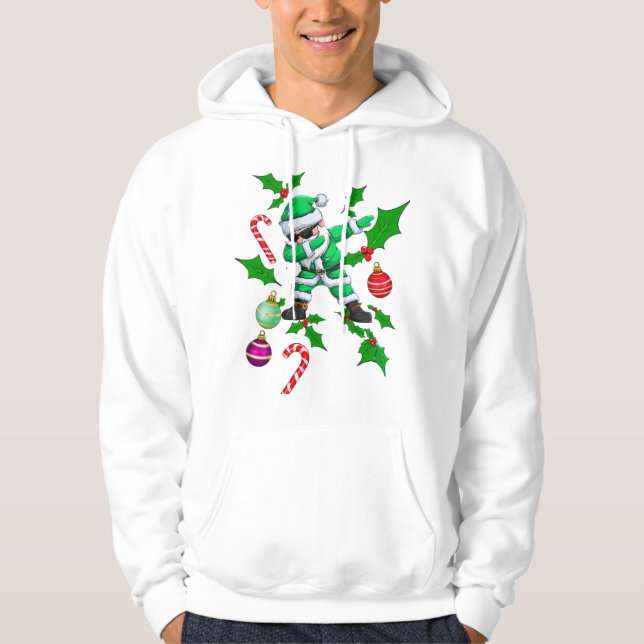 Moletom Papai Noel Dançando - Design de Natal Verde e Bran (Frente)