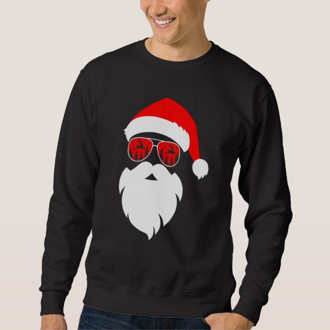 Moletom Papai Noel Encara Óculos De Sol Com Barba De Chapé (Frente)