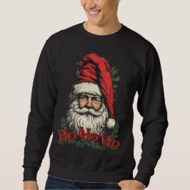 Moletom Papai Noel engraçado e colorido em um fundo preto