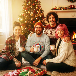 Moletom Papai Noel Hipster Passeios de Trenó Vibrações Boa