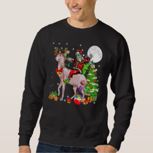 Moletom Papai Noel Montado Rena Sphynx Gato Árvore de Nata