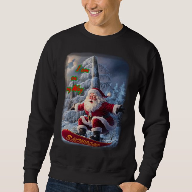 Moletom Papai Noel se divertindo com um Snowboard em um Pr (Frente)